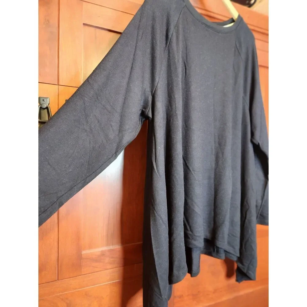 Peace Love World Asymmetric Black Tunic Long Sleeve Size 2X